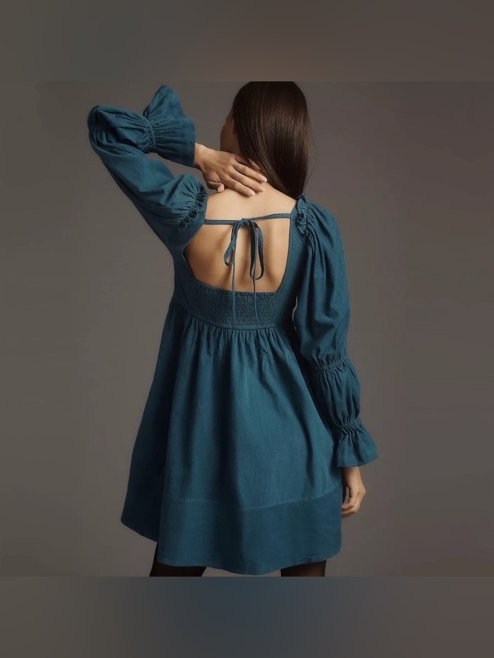 Anthropologie Pilcro Square-Neck Corduroy Babydoll Mini Dress - Picture 2 of 8